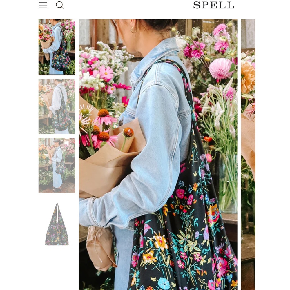 NEW! Rare Spell Black Floral Tote Bag with Multicolor Blooms - Picture 1 of 6